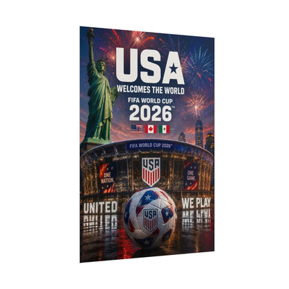 FIFA World Cup 2026 USA Soccer Poster – “USA Welcomes the World” Rolled Poster