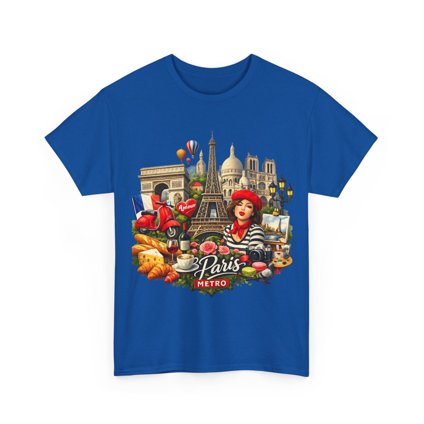 Paris Montage Tee — Eiffel Tower, Croissant & Metro Vintage Travel T‑Shirt
