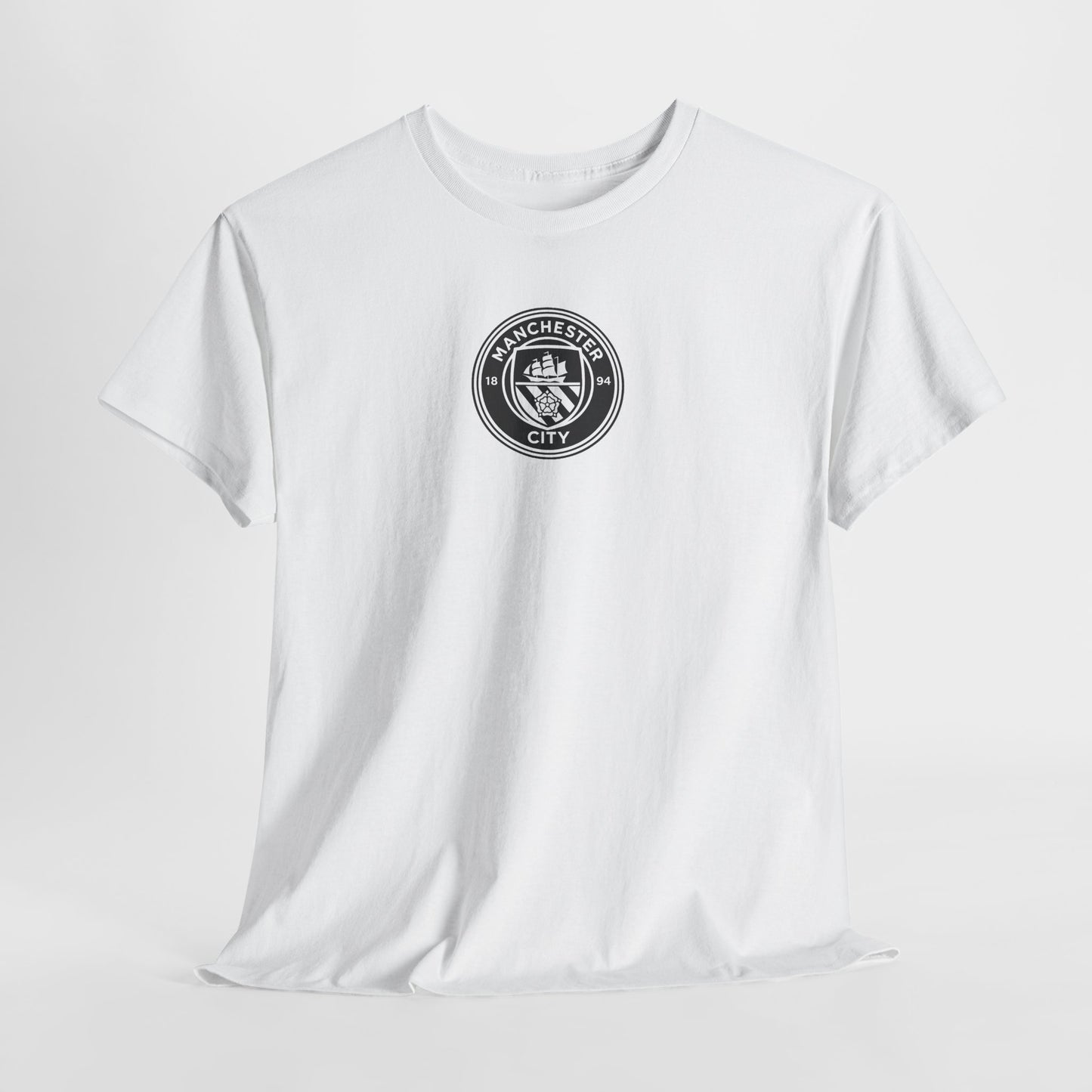 Man City Unofficial T-Shirt — Vintage Crest Logo Tee (Small Chest Emblem)