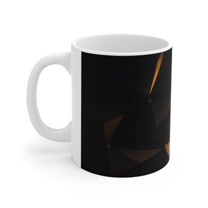 Epcot Geometric Black & Gold Ceramic Mug — Modern Faceted Coffee Cup (11oz/15oz)