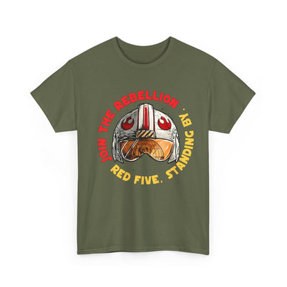 Rebel Pilot T-Shirt — "Join the Rebellion, Red Five" Vintage Helmet Design