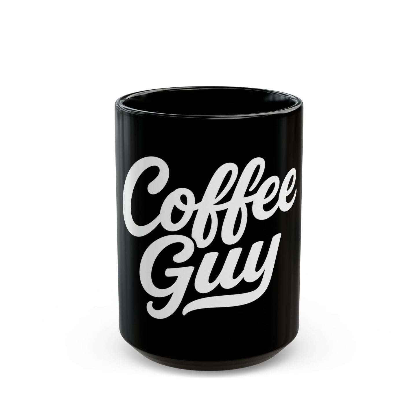Coffee Guy Mug — Black Ceramic Coffee Cup for Men, Bold Retro Script Design (11oz & 15oz)