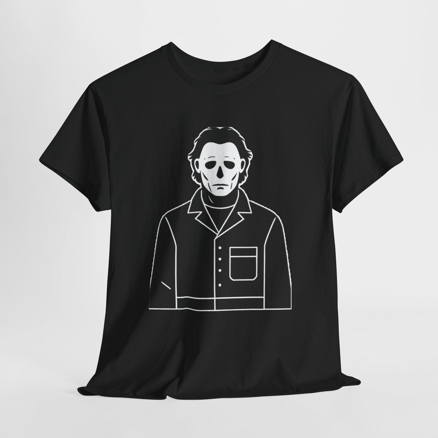 Michael Myers Outline Horror T-Shirt — Minimal Halloween Mask Tee