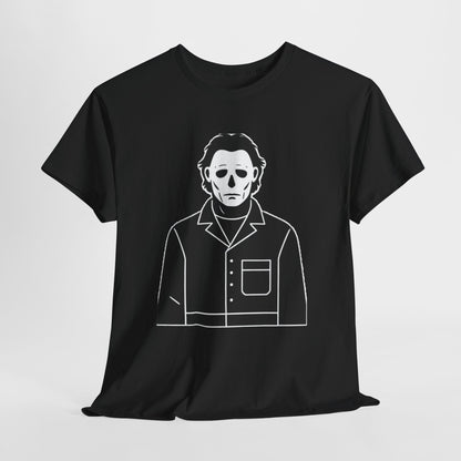 Michael Myers Outline Horror T-Shirt — Minimal Halloween Mask Tee