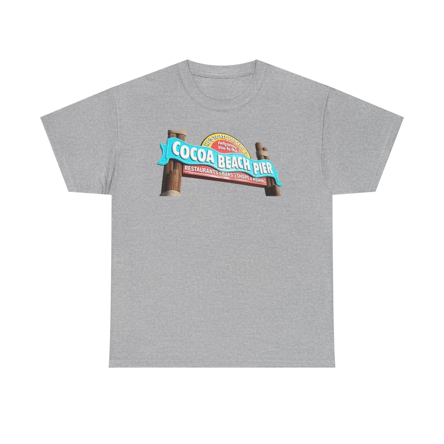 Cocoa Beach Pier T‑Shirt — Retro Beach Sign Vacation Tee