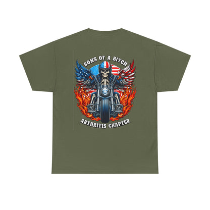 Motorcycle Skull Tee — "Sons of a B***h" Patriotic Biker Shirt