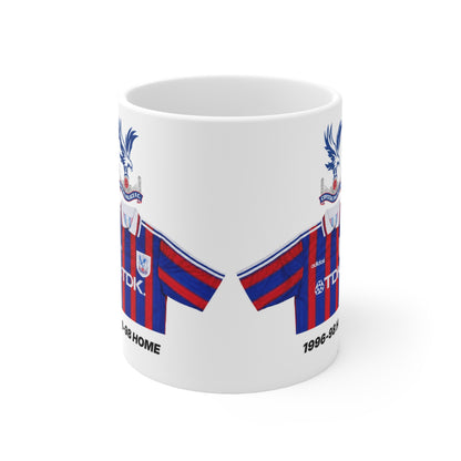 Crystal Palace Retro Football Shirt Mug — 1996-98 Home Jersey Ceramic Coffee Cup (11oz/15oz)