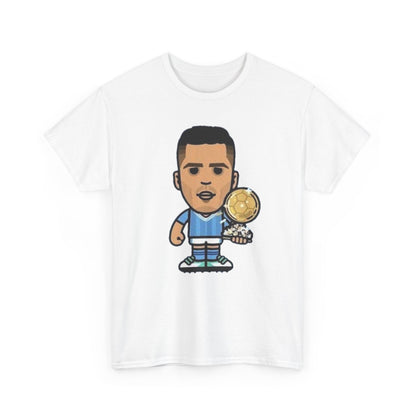 Rodri Manchester City Cartoon Tee — Player Holding Trophy Graphic Shirt