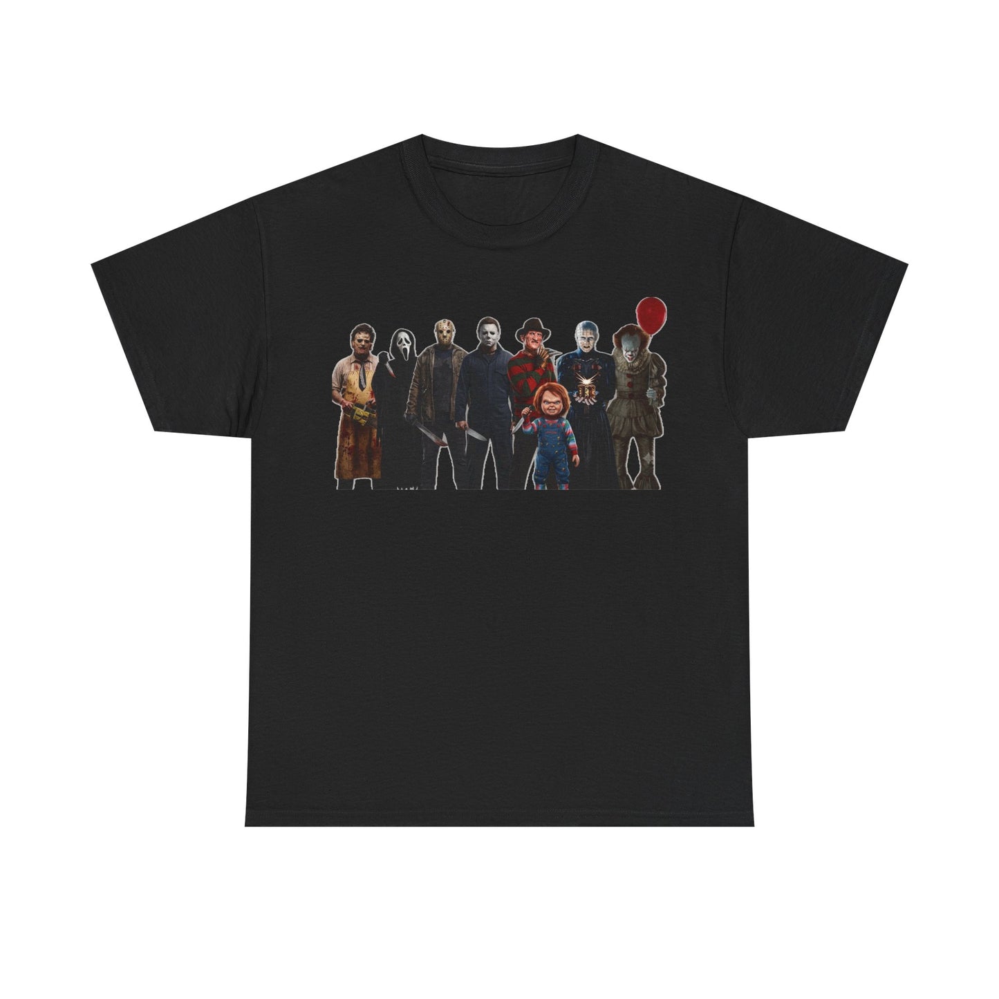 Horror Icons Collage T‑Shirt — Retro Movie Villains Graphic Tee