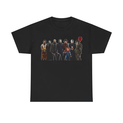 Horror Icons Collage T‑Shirt — Retro Movie Villains Graphic Tee