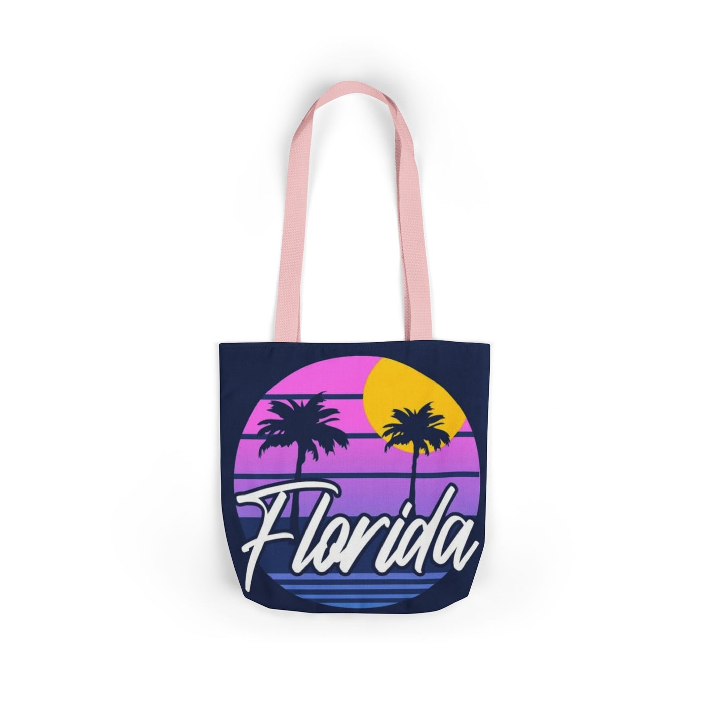 Florida Sunset Palm Tote Bag — Retro Beach Canvas Tote