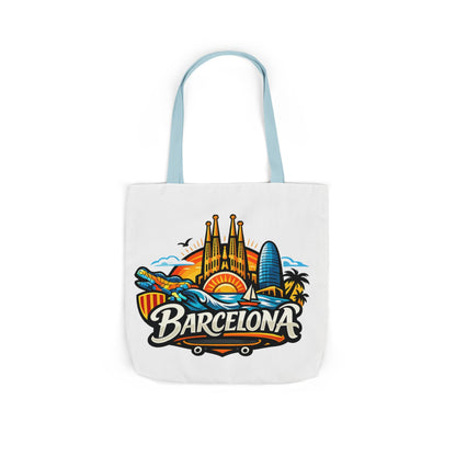 Barcelona Skyline Canvas Tote Bag — Colorful Travel Souvenir Tote