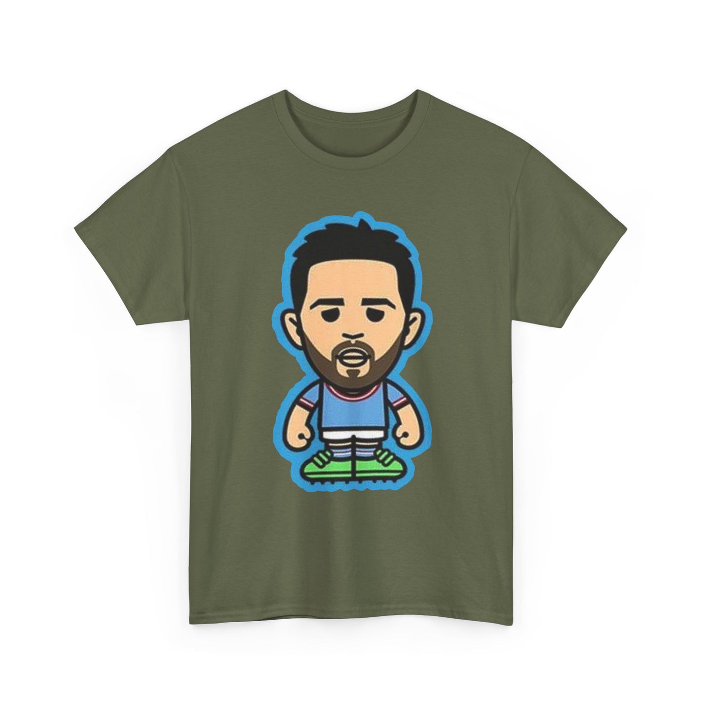 Bernardo Silva Manchester City Legend Graphic Tee — Player Cartoon Front & Tribute Poster Back