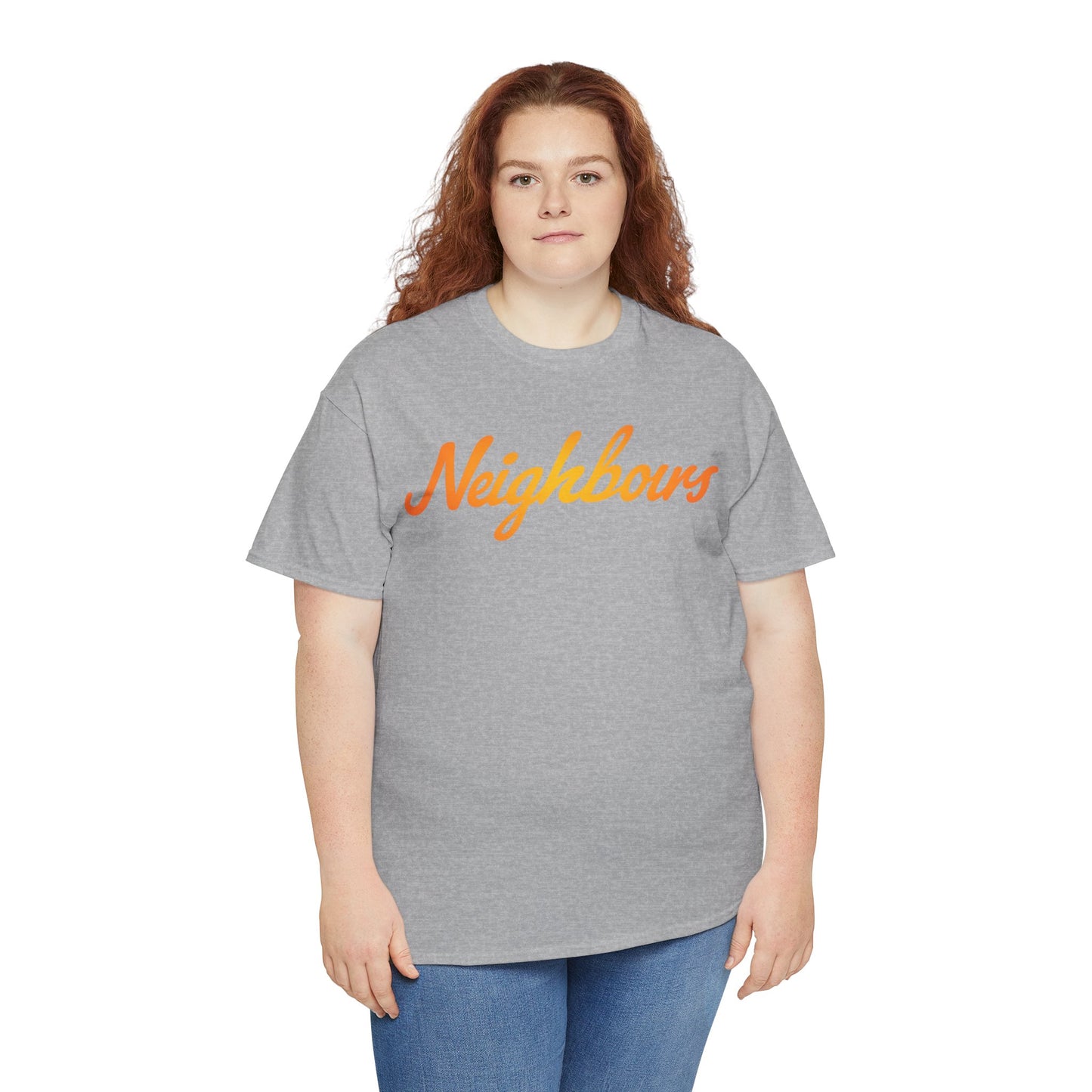 Neighbours Script T‑Shirt — Retro Orange Neighborhood Tee