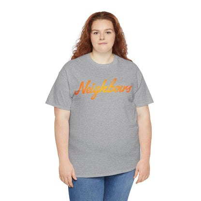 Neighbours Script T‑Shirt — Retro Orange Neighborhood Tee