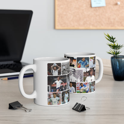 Man City and England Football Legends Photo Collage Mug — Ceramic Coffee Cup (11oz/15oz)