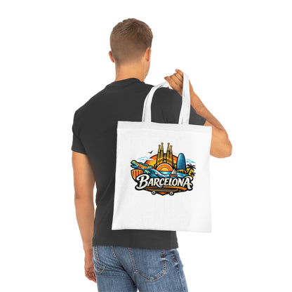 Barcelona Skyline Cotton Tote — Souvenir Travel Beach Bag