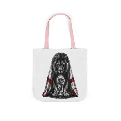 England Lion Guardian Canvas Tote — Protective Lion & Cub Illustration Tote Bag