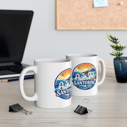 Santorini Ceramic Coffee Mug — Greece Travel Souvenir 11oz/15oz