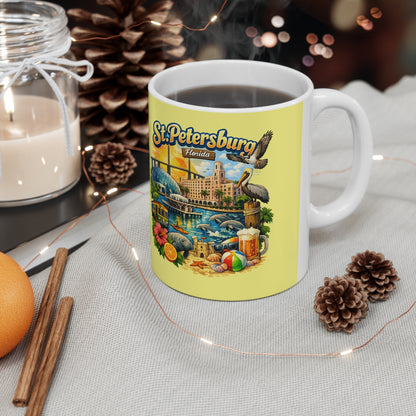St. Petersburg Florida Retro Tourist Ceramic Coffee Mug — 11oz & 15oz