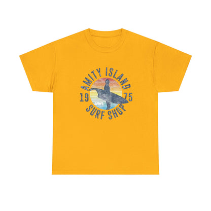 Amity Island Surf Shop Tee — Vintage Surfer Graphic T-Shirt (1975)