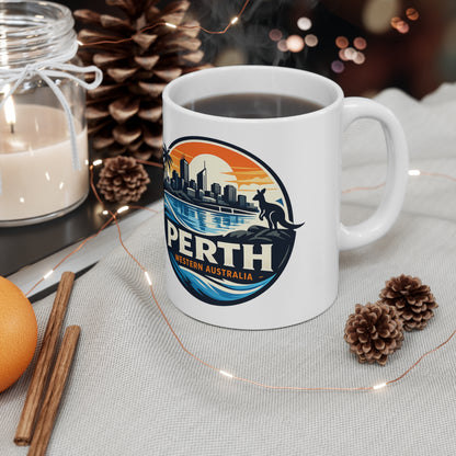 Perth Skyline Ceramic Mug — Western Australia Souvenir Coffee Cup (11oz & 15oz)