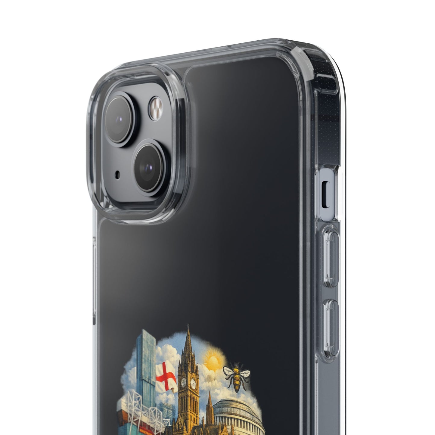 Manchester Landmark Clear Phone Case — Cityscape Collage Design