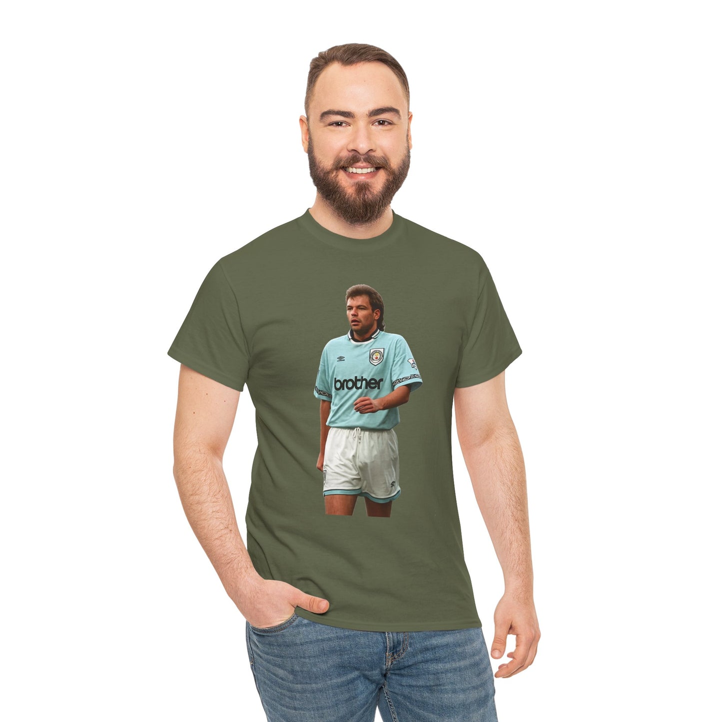Uwe Rosler Manchester City Legend Graphic Tee - Retro Football Kit Print