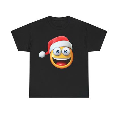 Christmas Emoji T-Shirt — Santa Hat Smiley Holiday Tee