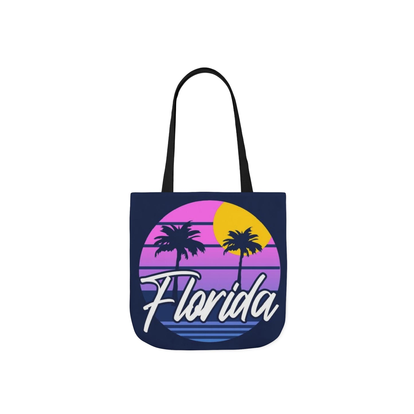 Florida Sunset Palm Tote Bag — Retro Beach Canvas Tote