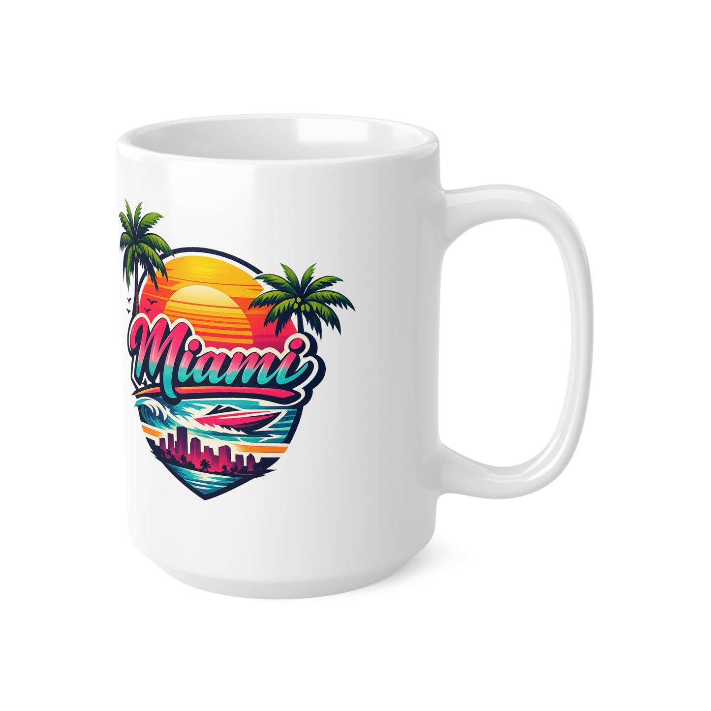 Miami Ceramic Coffee Cups, 11oz, 15oz