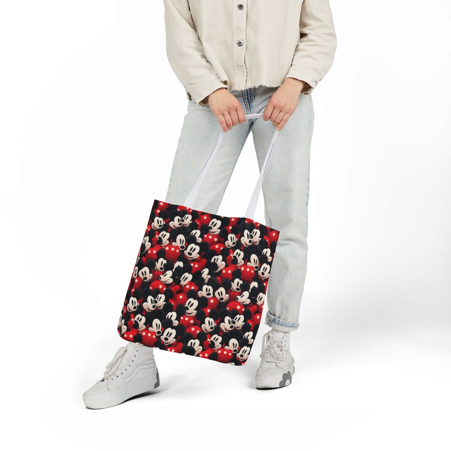 Mickey Mouse Canvas Tote — Retro Cartoon Character Allover Print