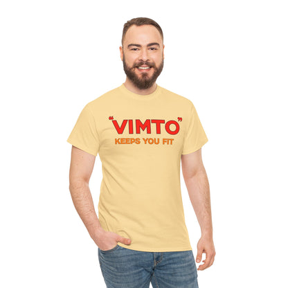 VIMTO "Keeps You Fit" Graphic Tee — Retro Beverage Logo T-Shirt
