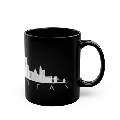 Manhattan Skyline Black Mug — Cityscape Coffee Cup (11oz & 15oz)