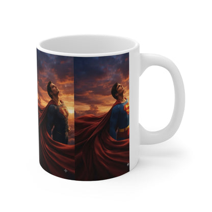 Superman Ceramic Mug - Epic Sunset Hero Portrait Coffee Cup (11oz & 15oz)