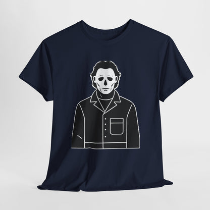Michael Myers Outline Horror T-Shirt — Minimal Halloween Mask Tee