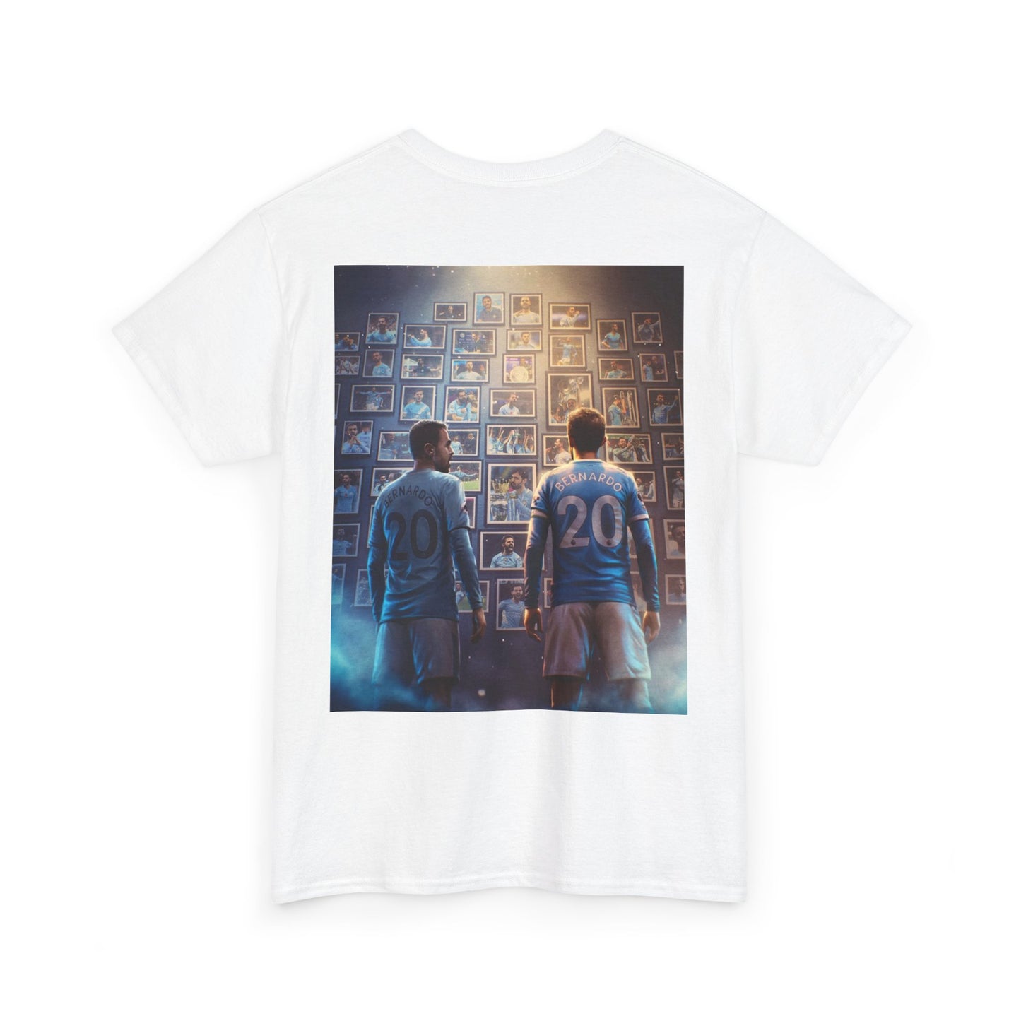 Bernardo Silva Manchester City Legend Graphic Tee — Player Cartoon Front & Tribute Poster Back