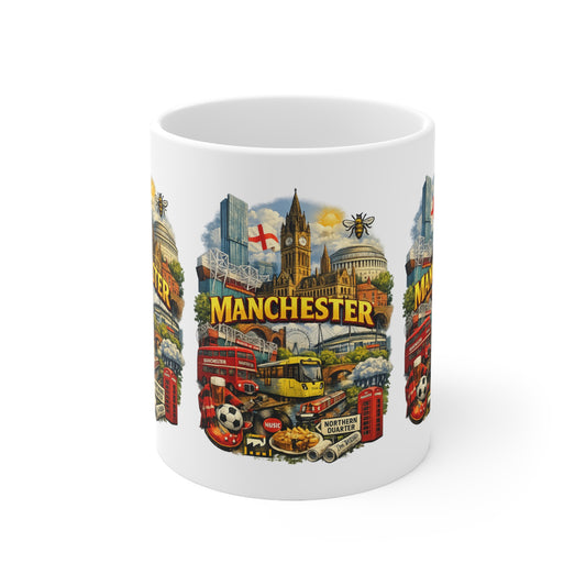 Manchester Landmark Ceramic Mug — 11oz & 15oz Souvenir Coffee Cup