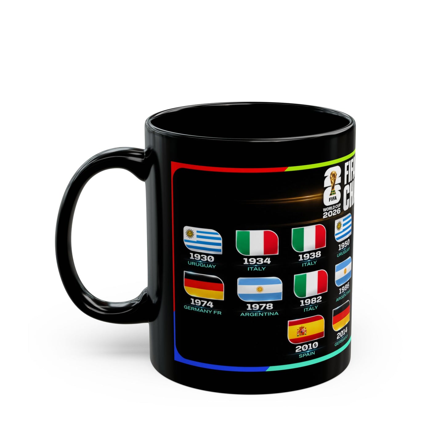 FIFA World Cup Champions Black Mug – All Winning Nations Timeline (11oz/15oz)