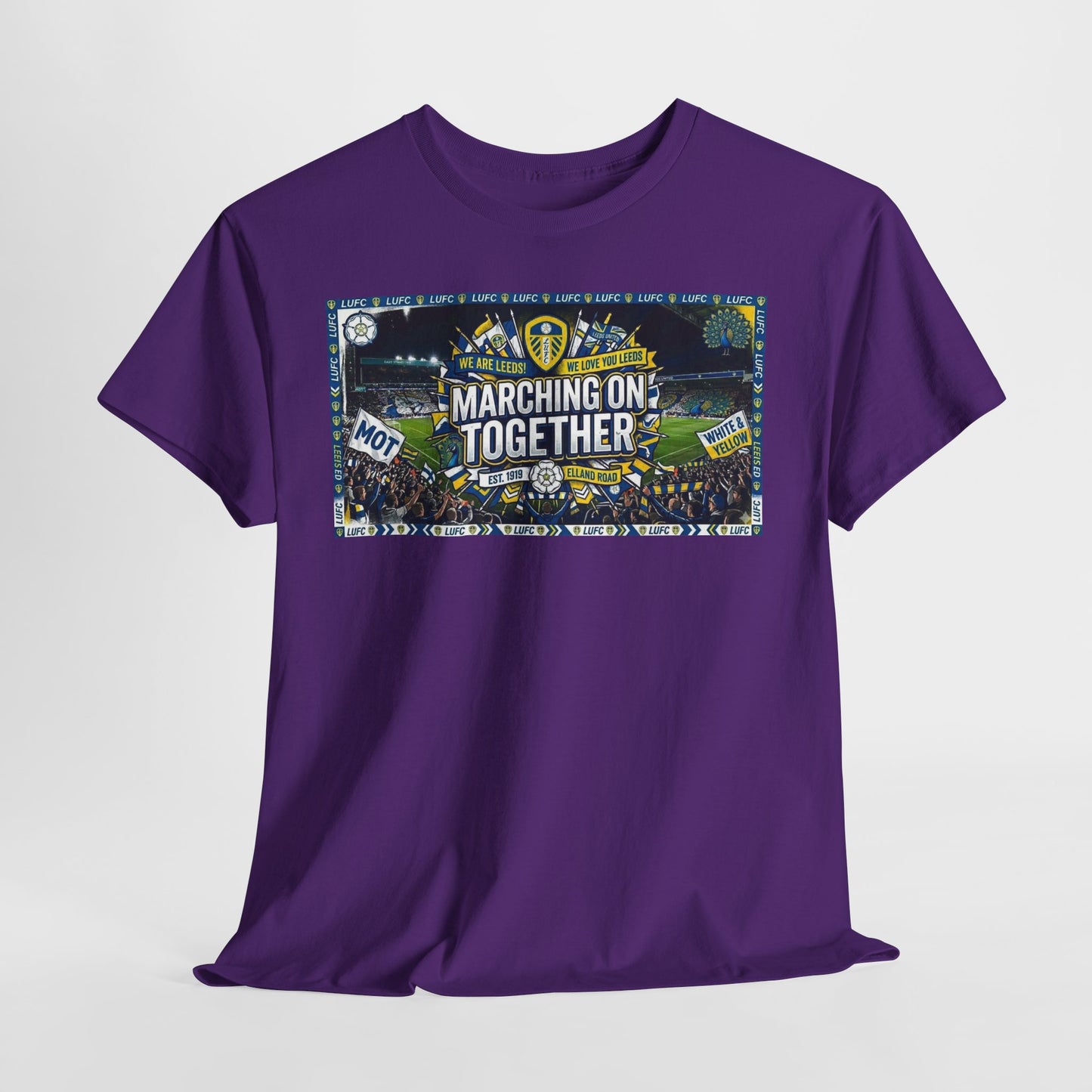 Leeds United T-Shirt — "Marching On Together" Fan Tee (Soccer Supporter Graphic)