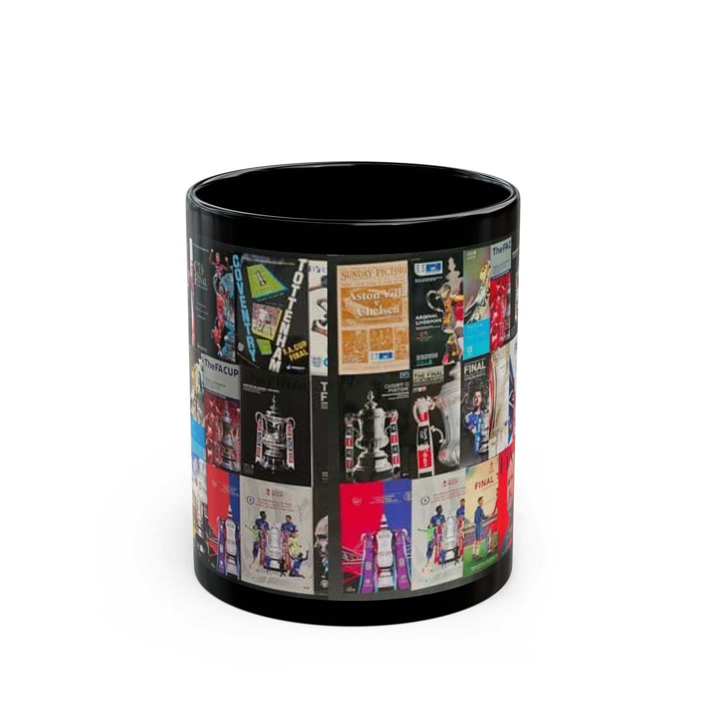 FA Cup Final Programme Cover Collage Black Mug — Coffee Cup (11oz/15oz)