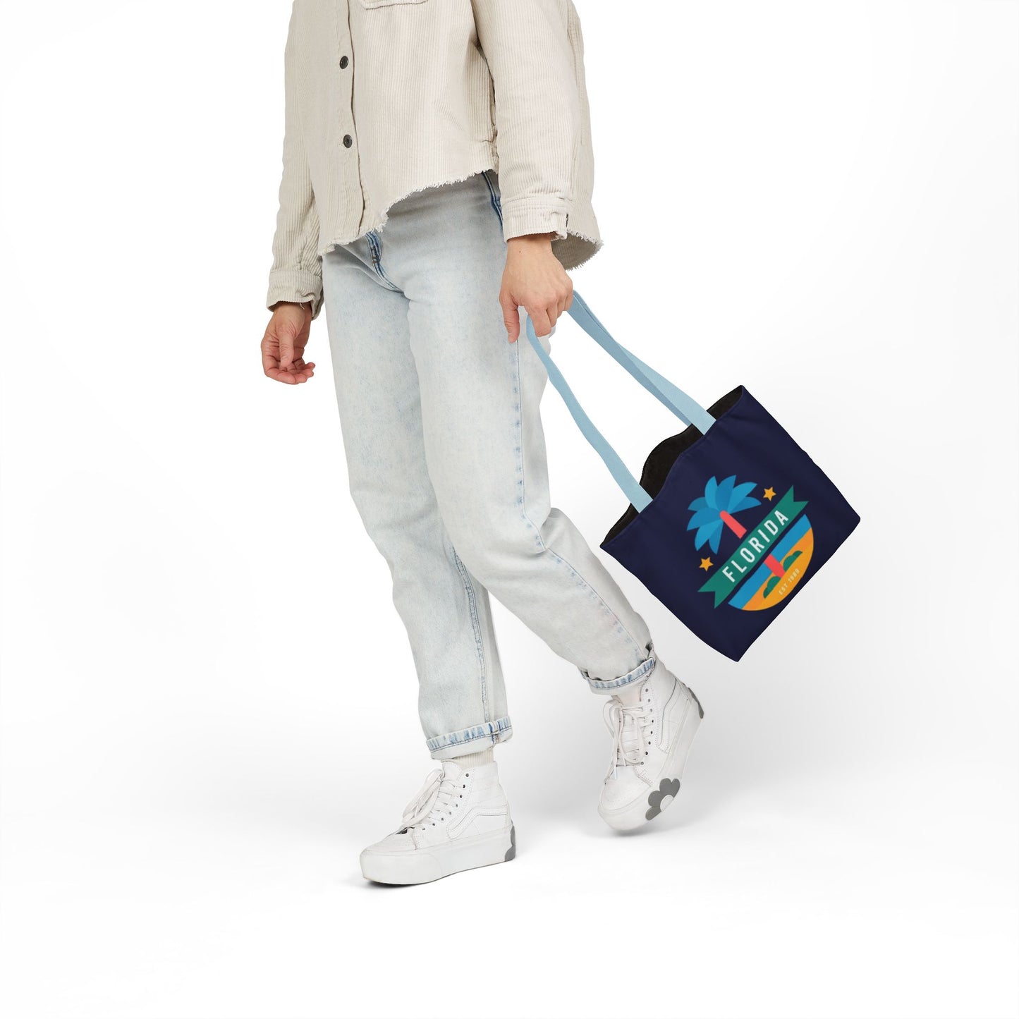 Florida Palm Beach Canvas Tote Bag — Retro Sunshine Travel Tote