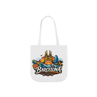 Barcelona Skyline Canvas Tote Bag — Colorful Travel Souvenir Tote