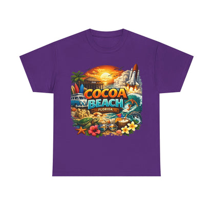 Cocoa Beach Florida Sunset Surf T-Shirt — Retro Beach Vacation Graphic Tee