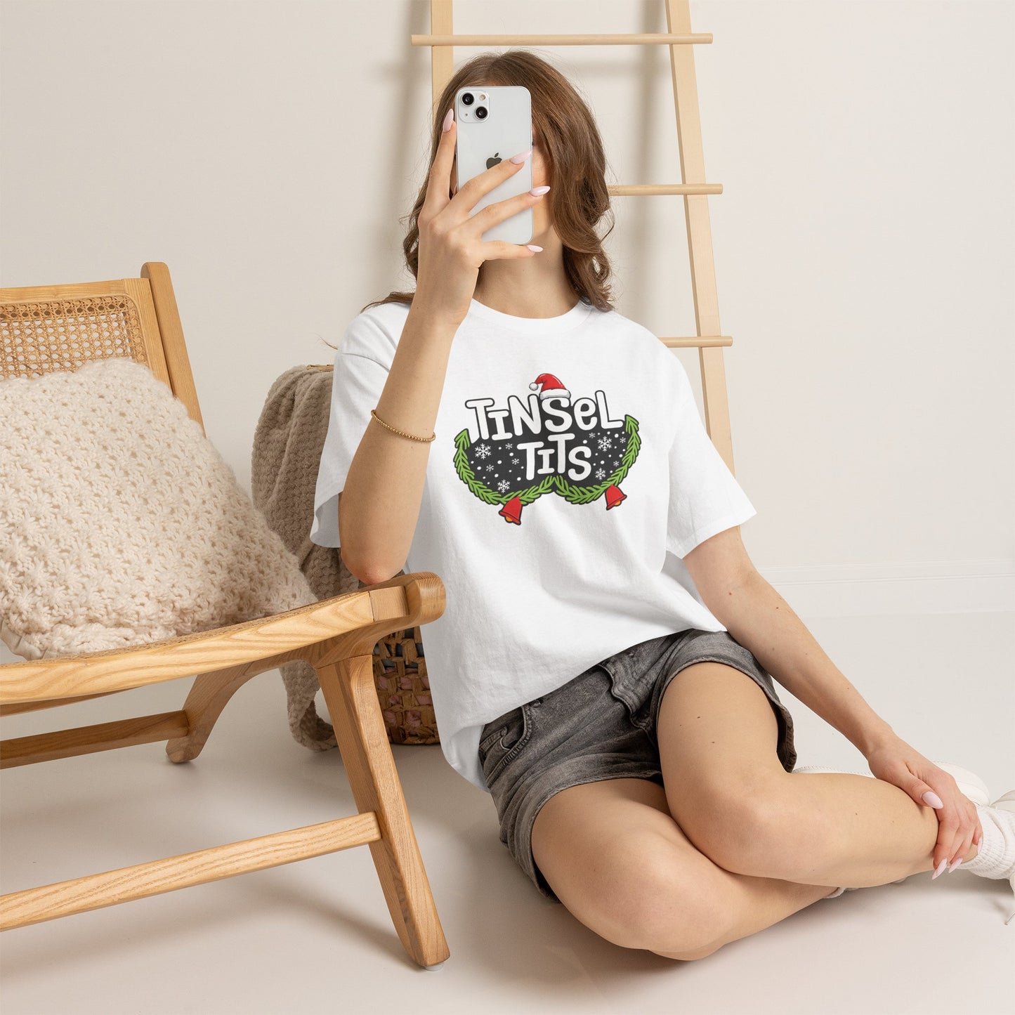 T-Shirt — "Tinsel Tits" Funny Christmas Wreath Holiday Tee