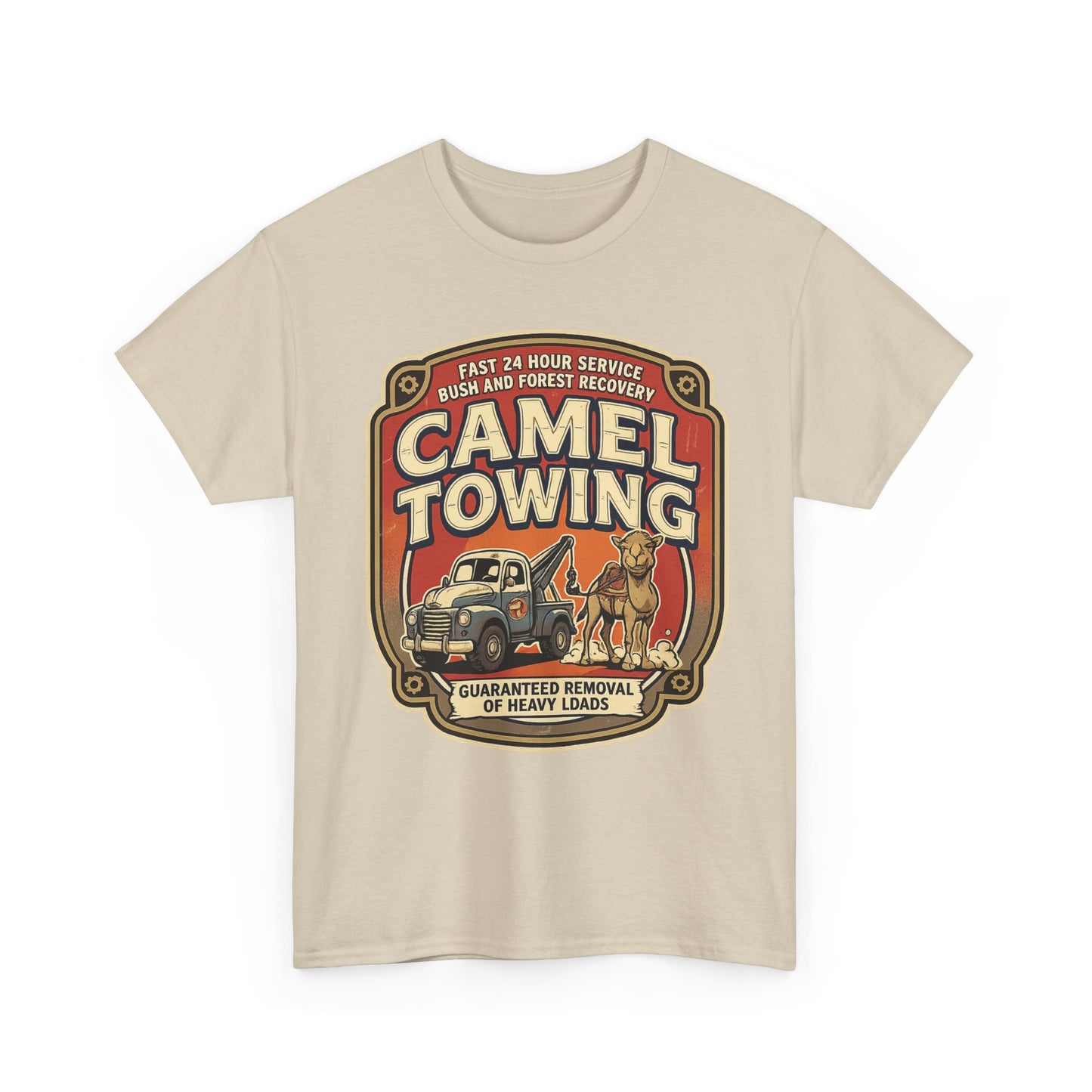 Camel Towing Tee — Vintage Desert Tow Truck Graphic T-Shirt