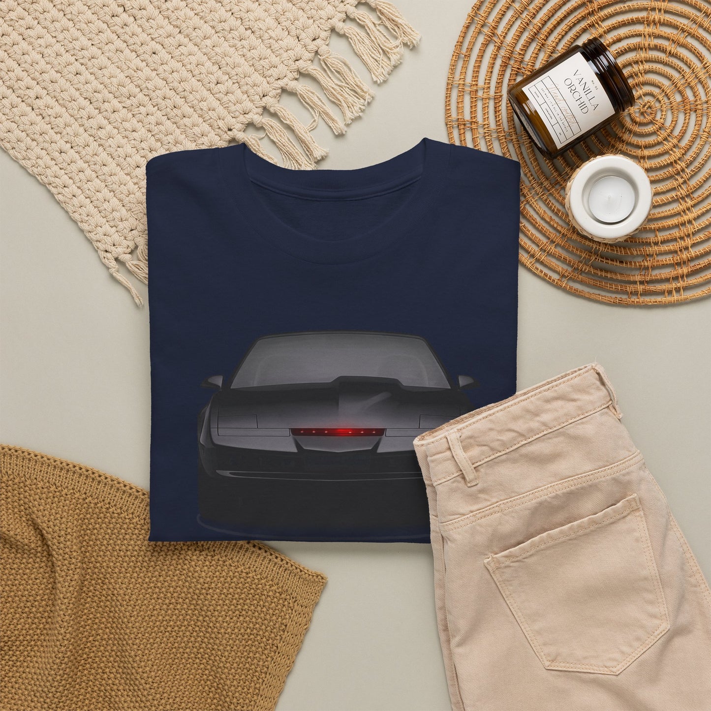 KITT-Inspired Retro Sports Car Tee — Front View Knight Rider Car Graphic Shirt