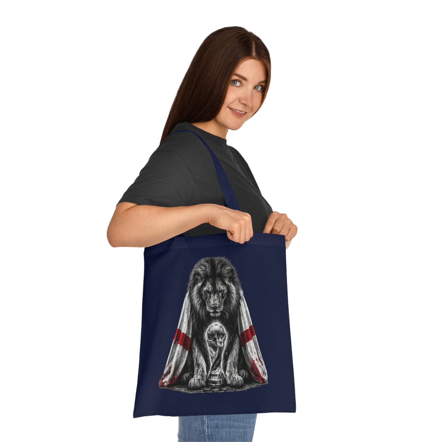 England Lion Tote Bag – Protective Lion Illustration Cotton Tote