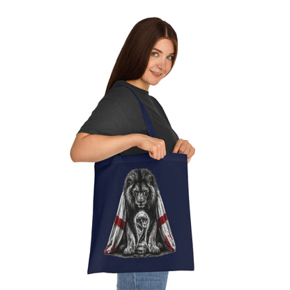 England Lion Tote Bag – Protective Lion Illustration Cotton Tote