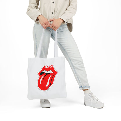 Rock & Roll Tongue Canvas Tote Bag — Retro Lip Graphic